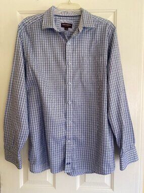JOHNSTON & MURPHY long sleeve cotton button down navy white black olive, size L